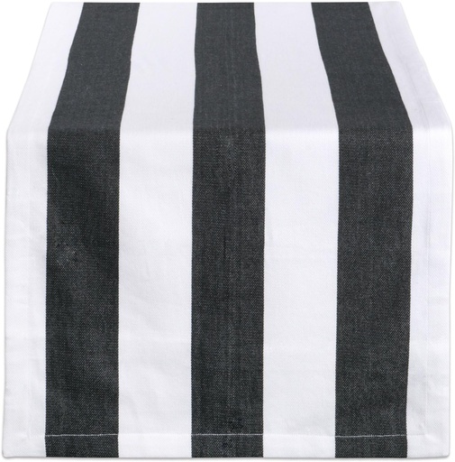 DII Cabana Dobby Stripe Tabletop Collection, 18x72-inch Table Runner, Black & White