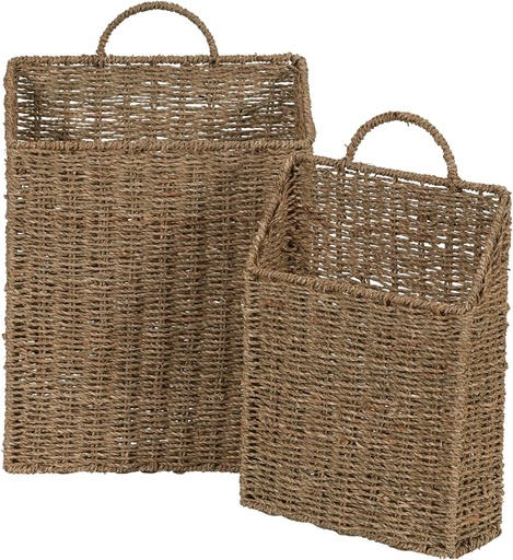 [B0793GY24T] Household Essentials Seagrass Wall Basket Set, Brown, 2 Piece